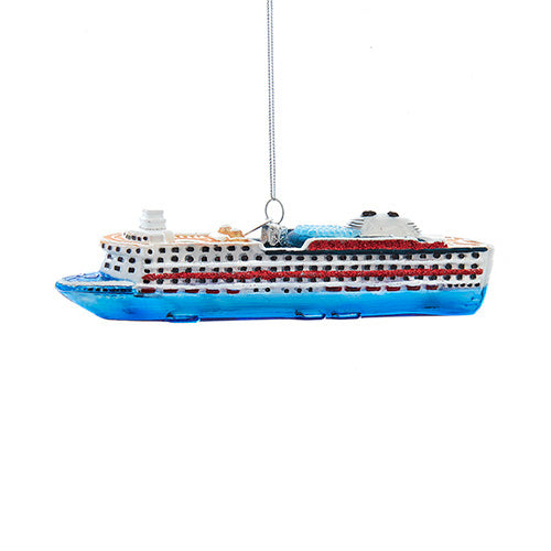 Cruise Ship Glass Ornament 6"