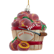 Peaches in Basket Glass Ornament 4.375"