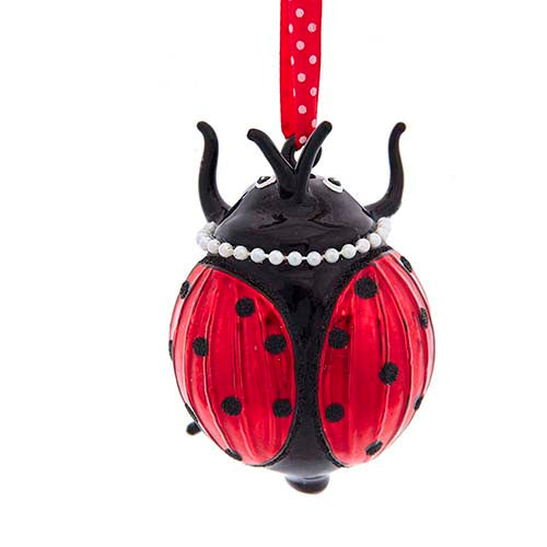 Ladybug Glass Ornament 3.25"