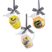 Lemonade & Tea Pitcher Glass Ornament 4" Set of 3
