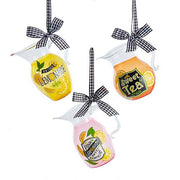 Lemonade & Tea Pitcher Glass Ornament 4" Set of 3