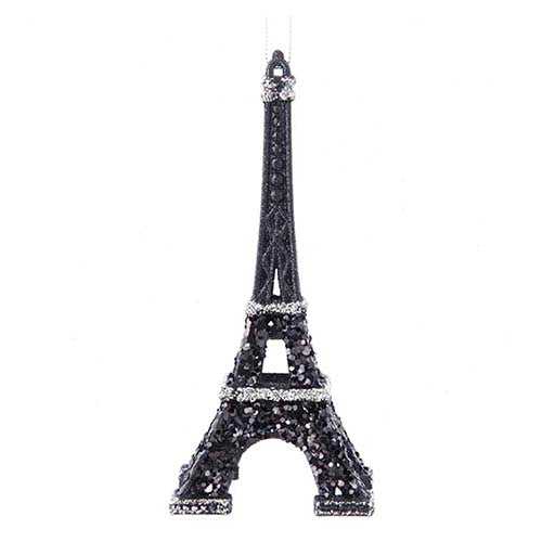 Black & Silver Eiffel Tower Ornament 6.25"