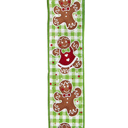 Gingerbread Design on Red Ribbon 2.5" x 10 Yards