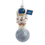 Astronaut on Moon with Flag Ornament 6.5"