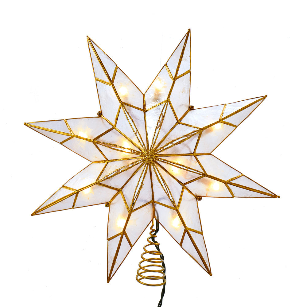 8 Point Gold Capiz Star Tree Topper 10"