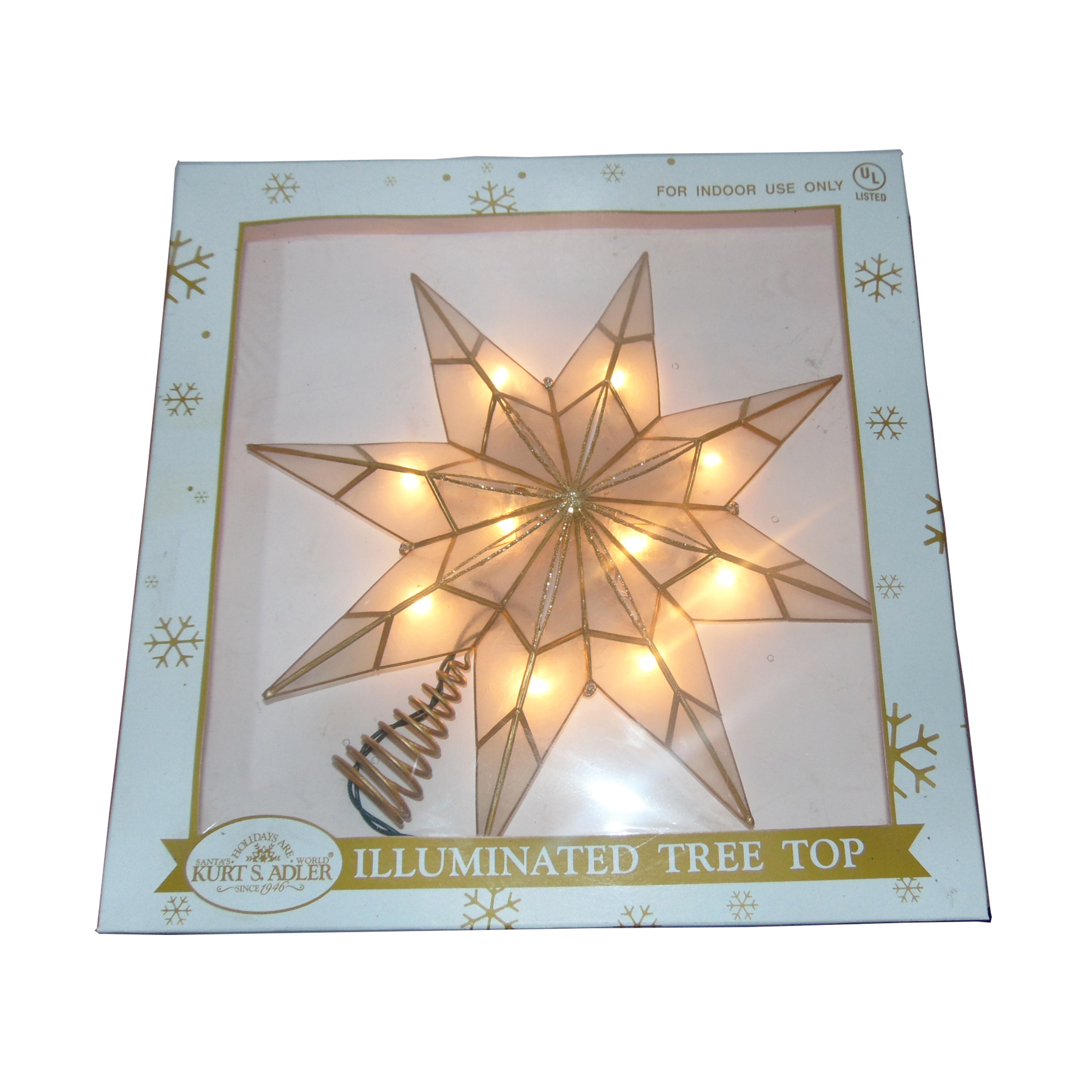 8 Point Gold Capiz Star Tree Topper 10"