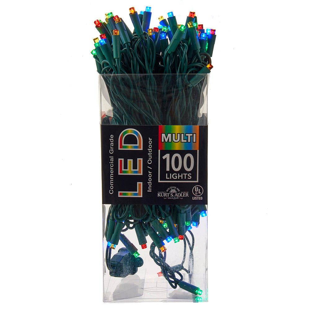 5MM LED Green Wire Multi Color 100 Light Set