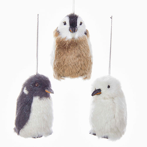 Furry Penguin Ornament 3.35" Set of 3