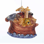 Noah's Ark Glass Ornament 4.375"