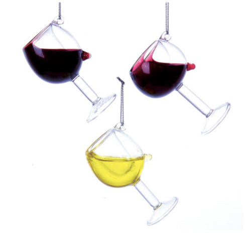 Wine Glass Ornament 2.5" Set of 3