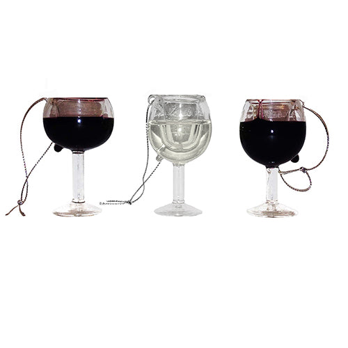 Wine Glass Ornament 2.5" Set of 3