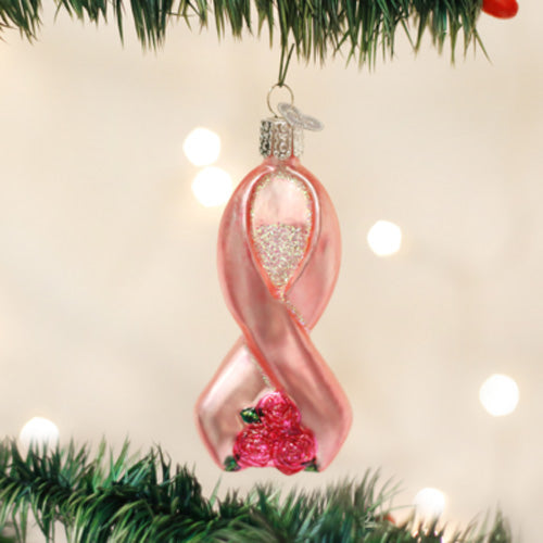 Pink Ribbon with Roses Ornament