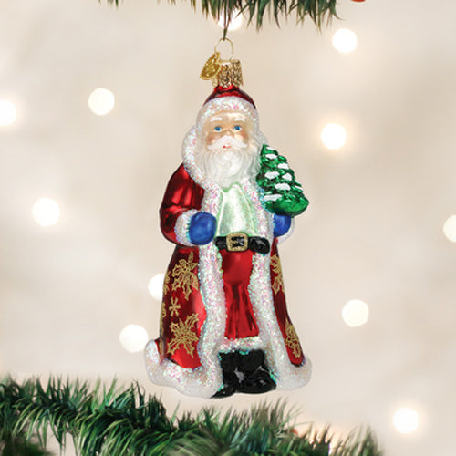 Glistening Golden Santa Ornament
