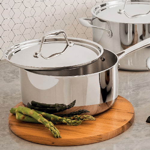 Tri-Ply 18/10 Stainless Steel Sauce Pan with Lid 3 Quart