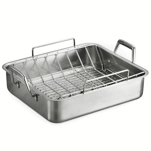Prima Stainless Steel Roasting Pan with Basting Grill 16.5"