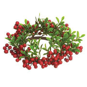 Red Berry & Boxwood Candle Ring 8"