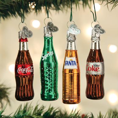 Coca-Cola Beverage Mini Ornament Set of 4