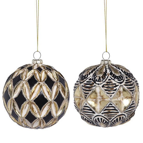 Intricate Relief Ornament 4" Set of 2
