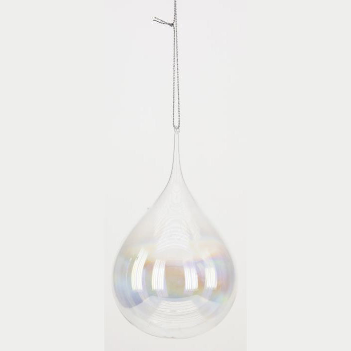 Christmas Iridescent Glass Drop Ornament 5.5" Set of 12