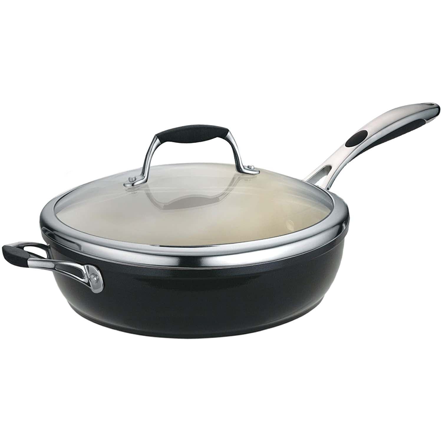 Ceramica 01 Deluxe Metallic Black Deep Skillet with Lid 11" 4.5 Quart