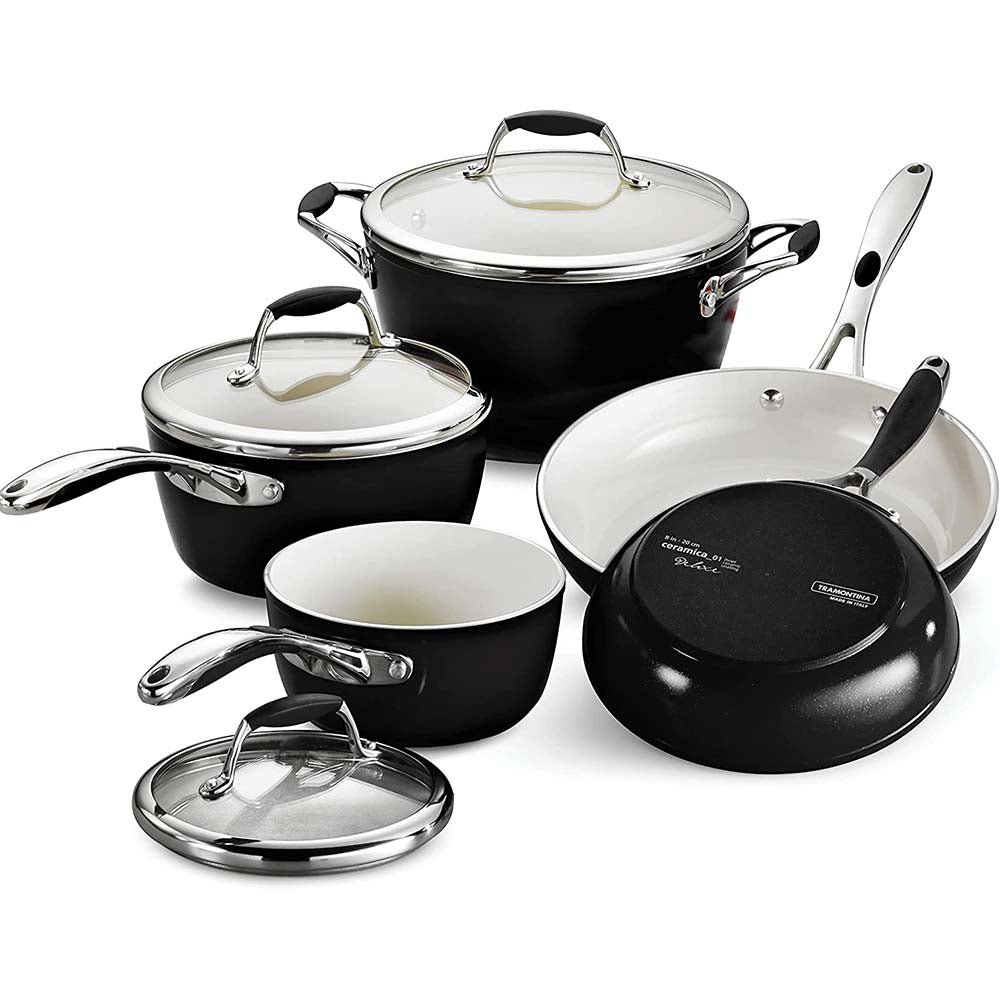 Ceramica 01 Deluxe Metallic Black Cookware Set of 8