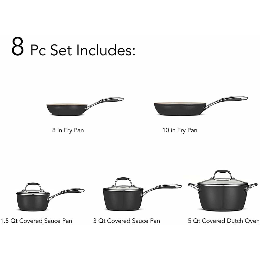 Ceramica 01 Deluxe Metallic Black Cookware Set of 8