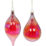 Raspberry Rustic Teardrop Ornament 3" Set of 2
