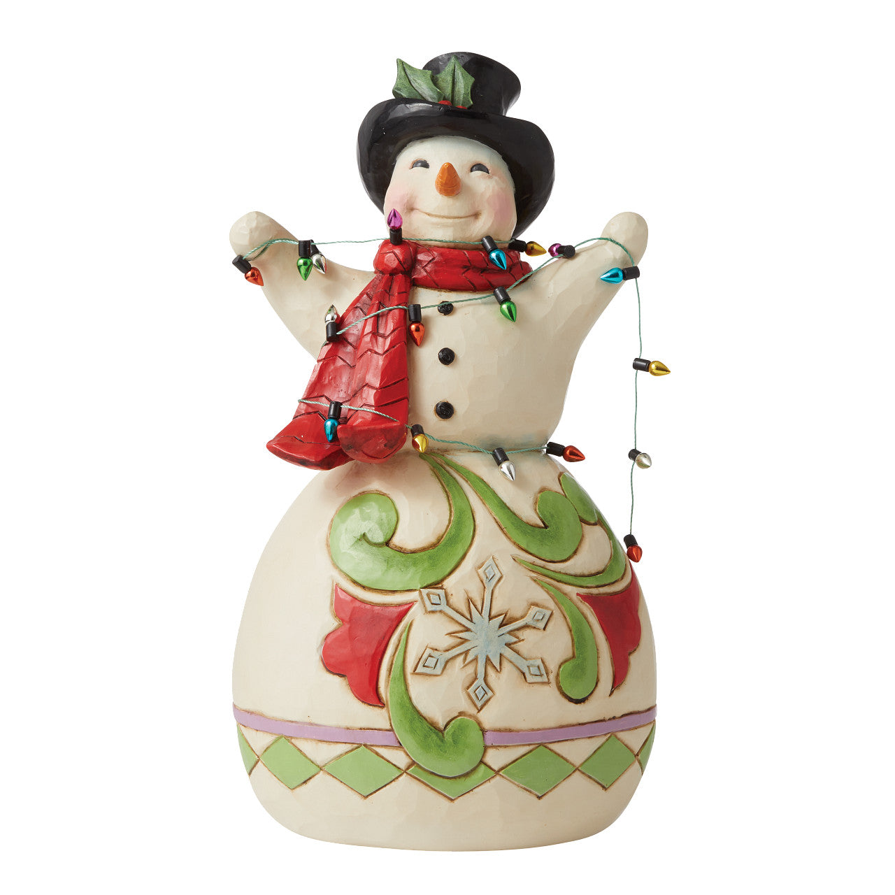 Smile Through the Season Snowman Wrapped in Christmas Lights Figure