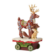 Annual Reindeer and Animals Train Car Onward Toward Wintry Adventures