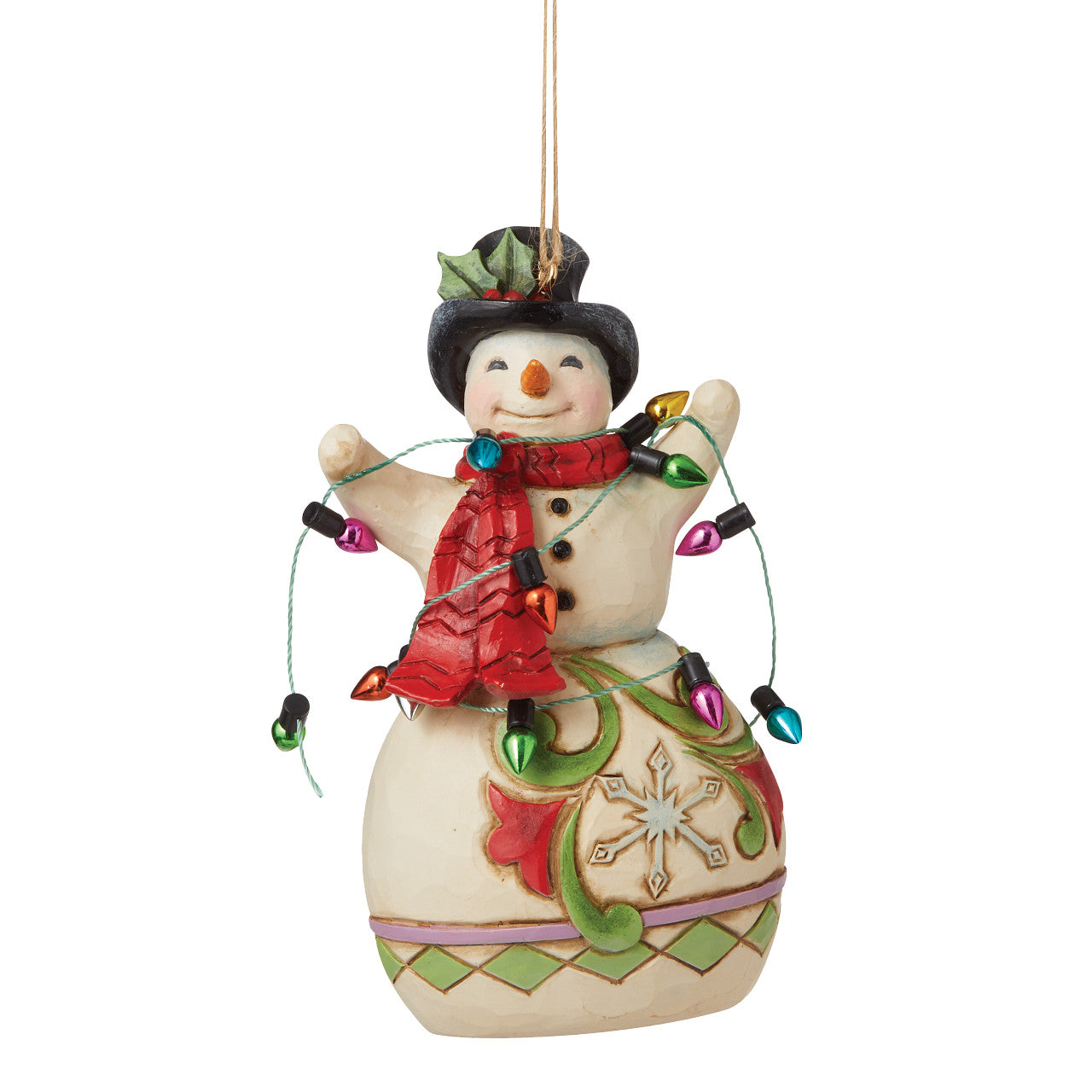 Snowman Wrapped in Lights Ornament