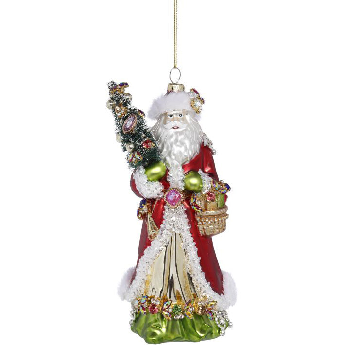 King's Jewels Gift Giving Santa Ornament 8"