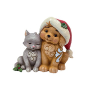 Christmas Kitten with Puppy in Santa Hat