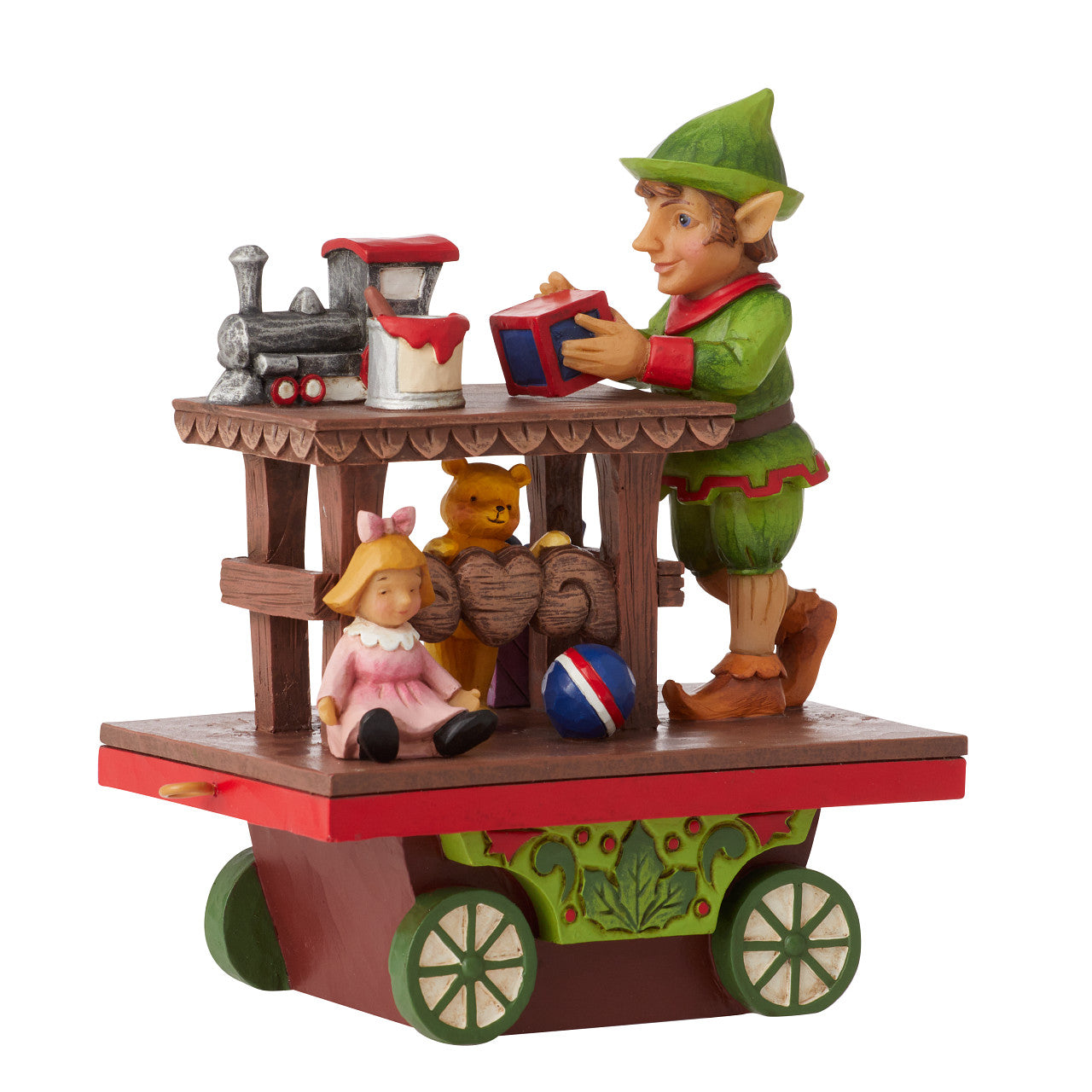Annual Elf with Toys Train Car Traveling From Toyland