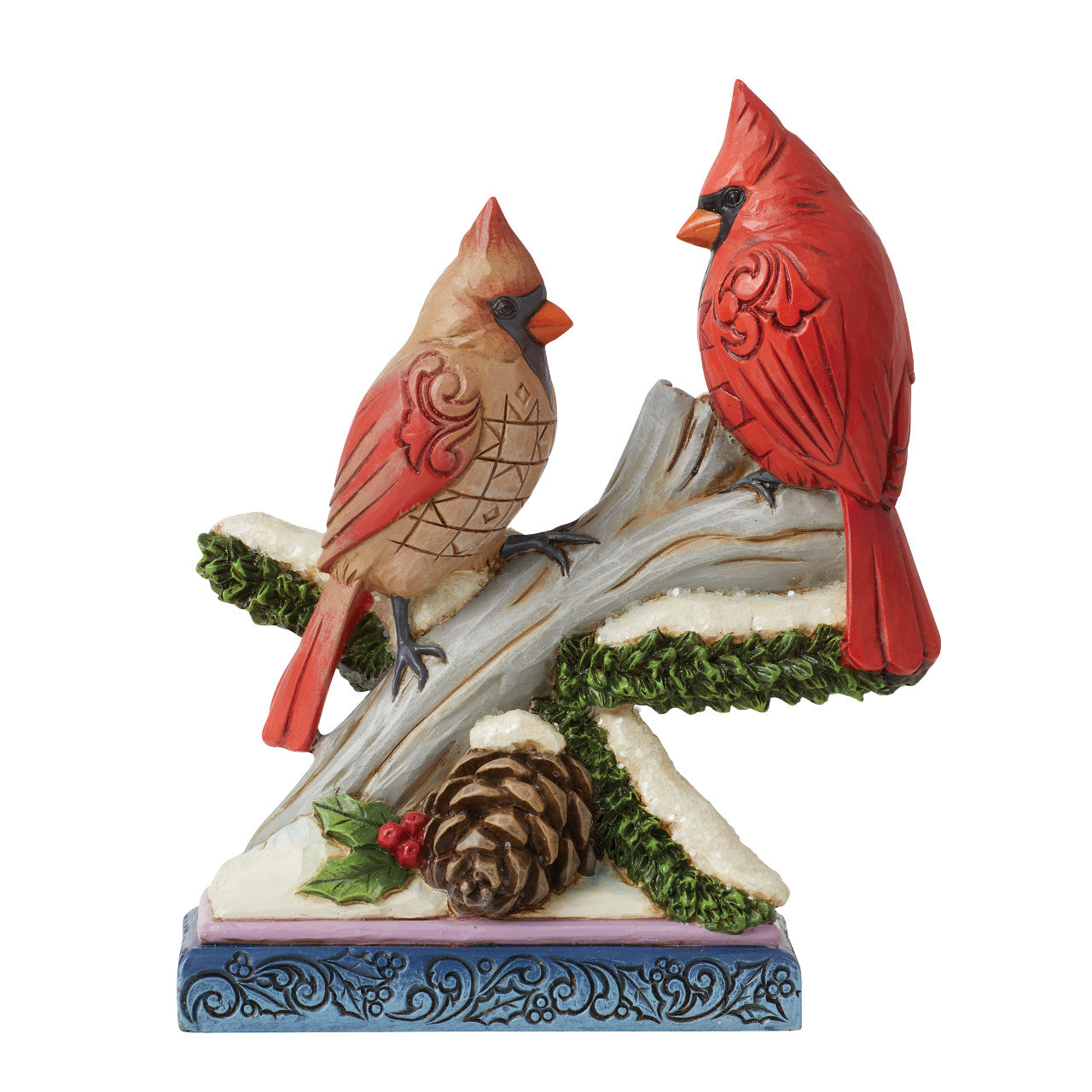 Peace, Love, and Harmony Cardinals on Snowy Branch