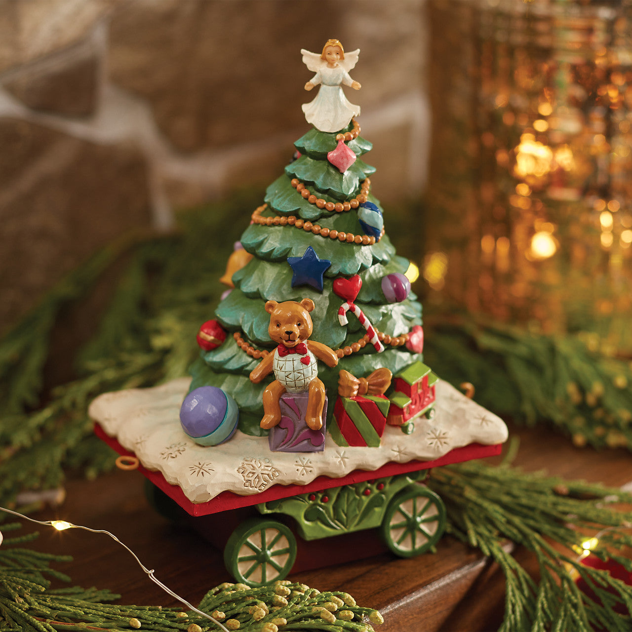 Annual Christmas Tree Train Car Bringing Treats and Toys for Girls and Boys