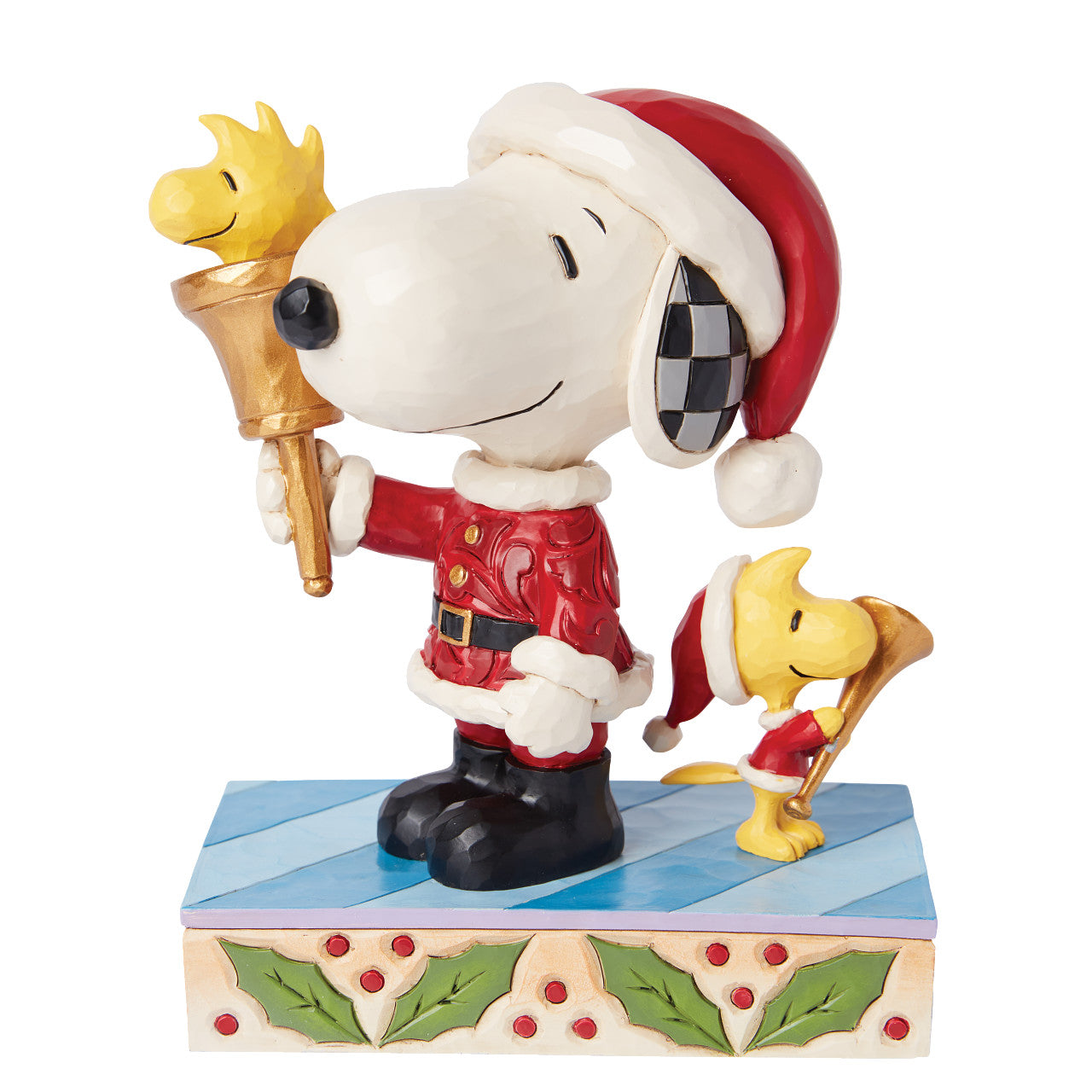 Snoopy and Woodstock Santas with Brass Bells