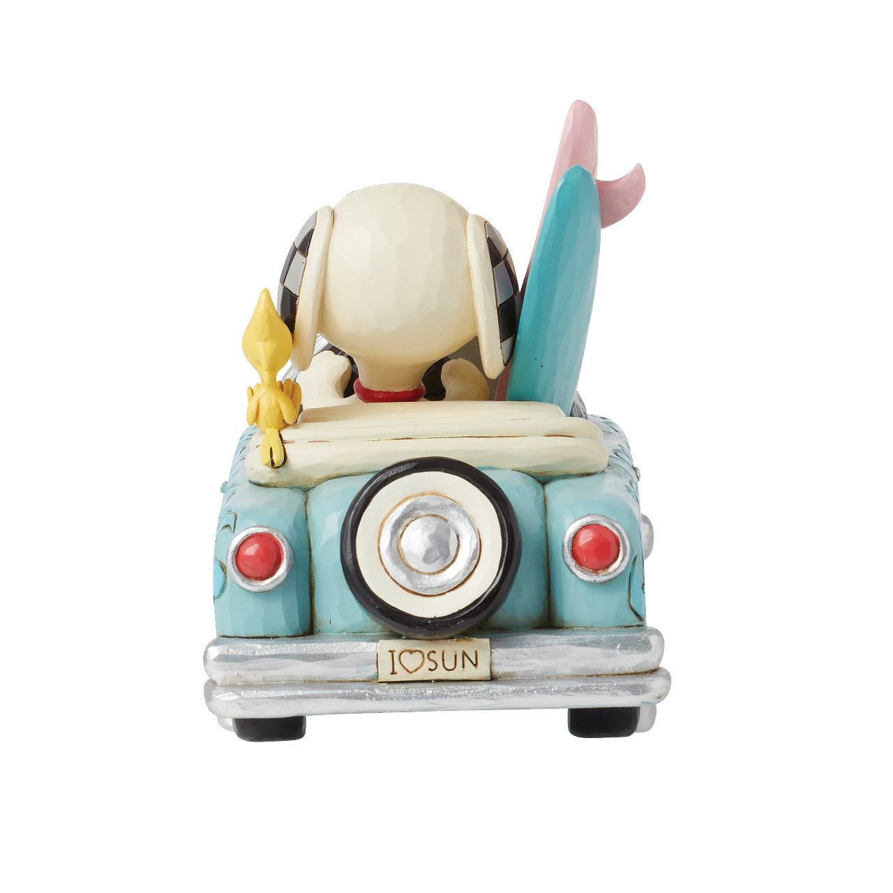 Sunny Drives and Surfing Vibes Snoopy and Woodstock in Car with Surfboard