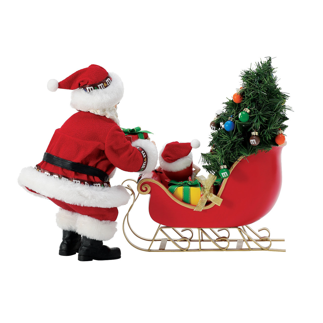 M&M Sleigh with Red, Green and Santa