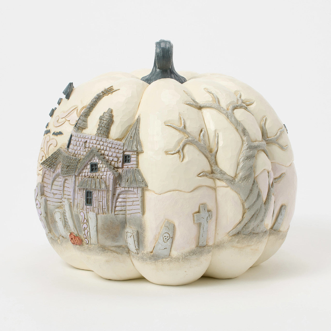 A Little Batty Pumpkin with Haunted House Scene