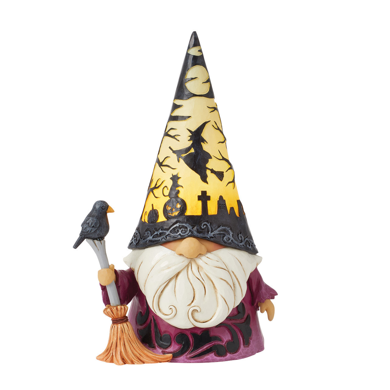 Spooktacular Wizard Gnome with LED Scene Hat