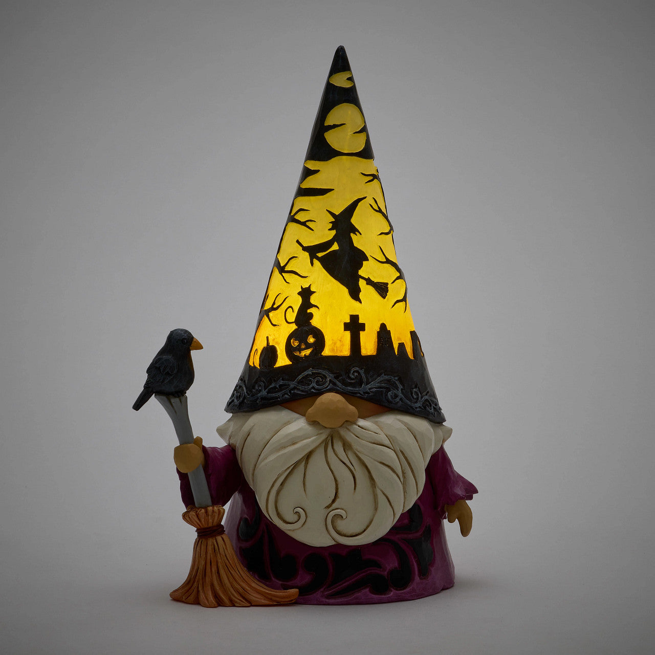 Spooktacular Wizard Gnome with LED Scene Hat
