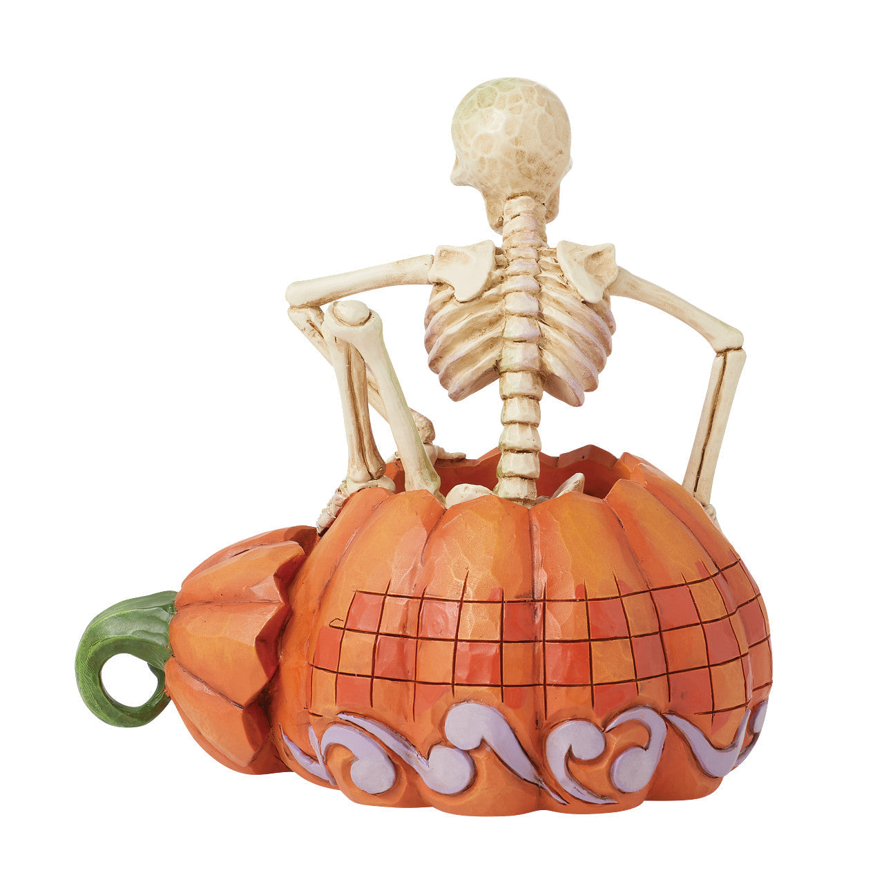 Scared to the Bone Skeleton Stepping Out of Jack-O-Lantern