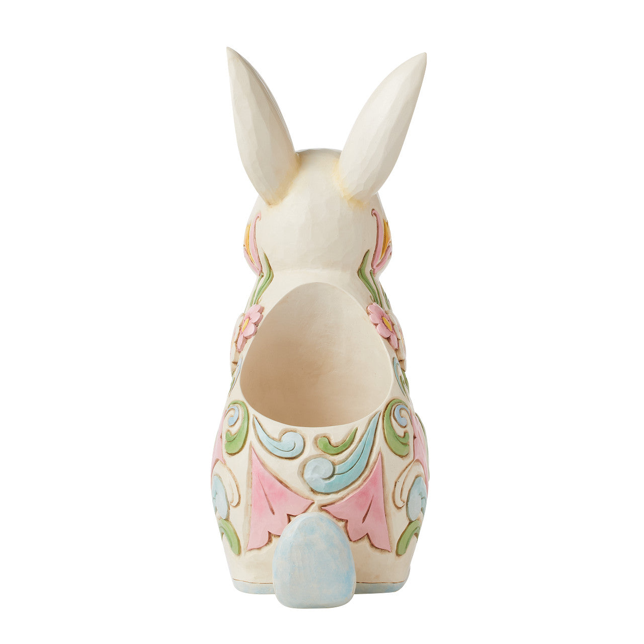 Planter White Floral Rabbit