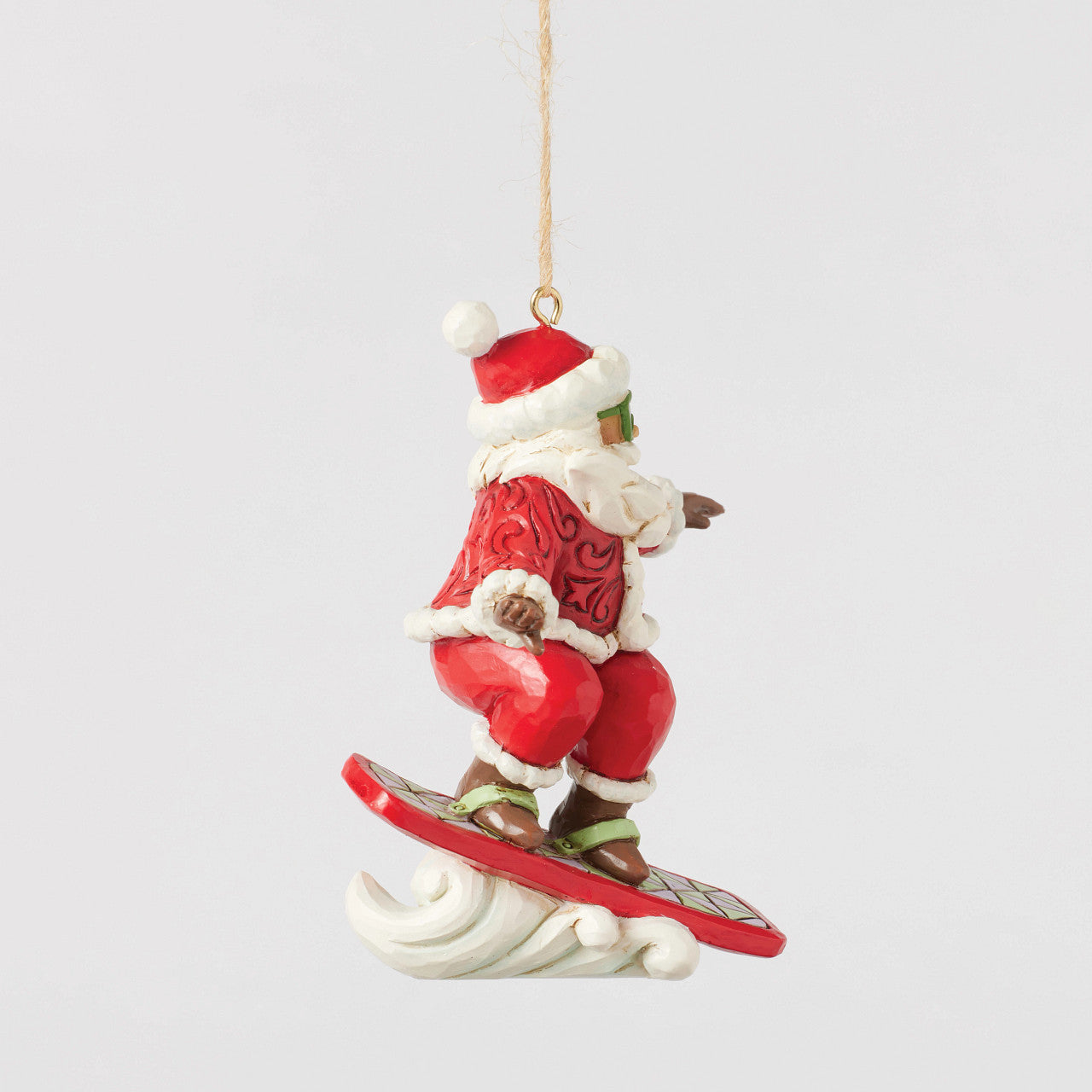 Santa Snowboarding Ornament