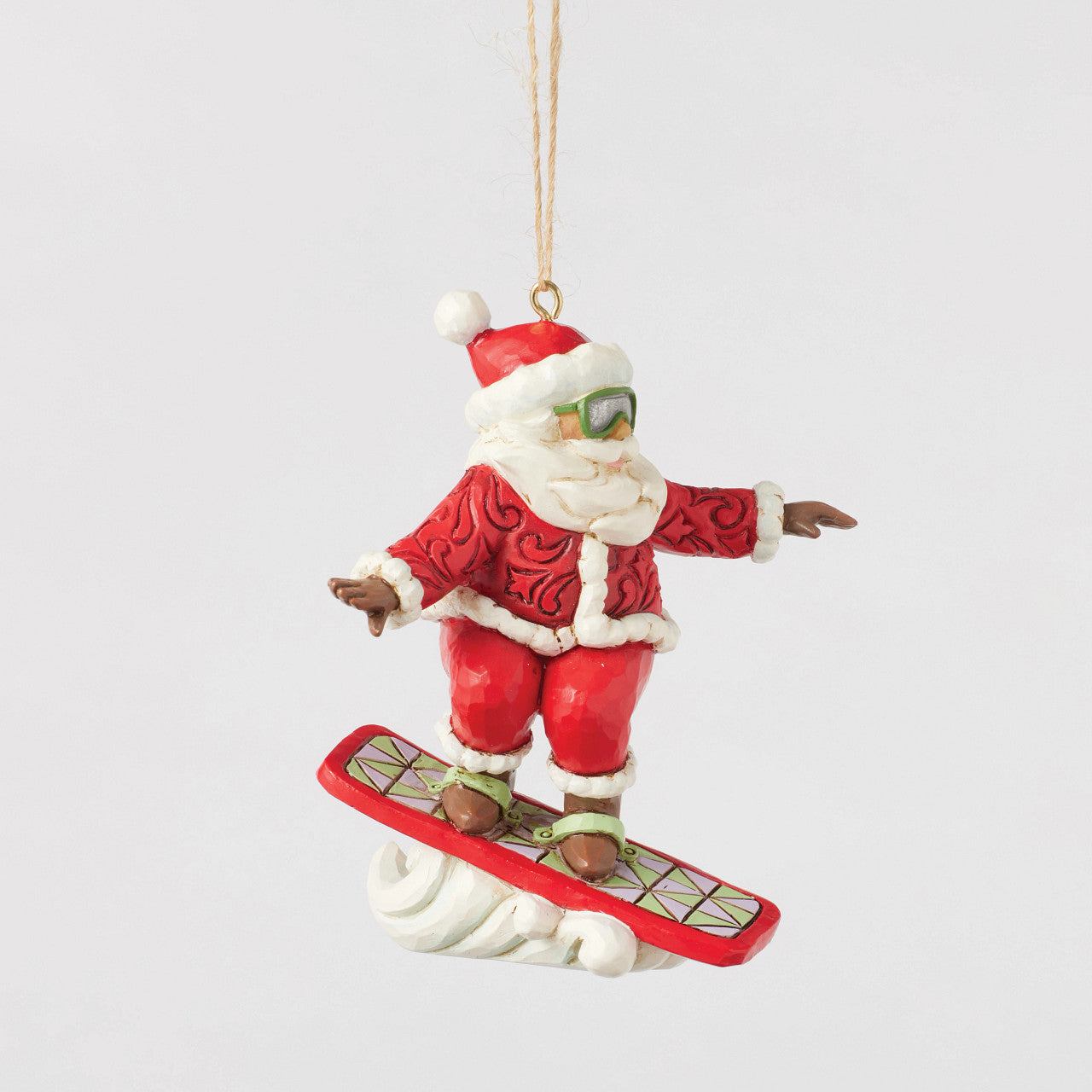Santa Snowboarding Ornament