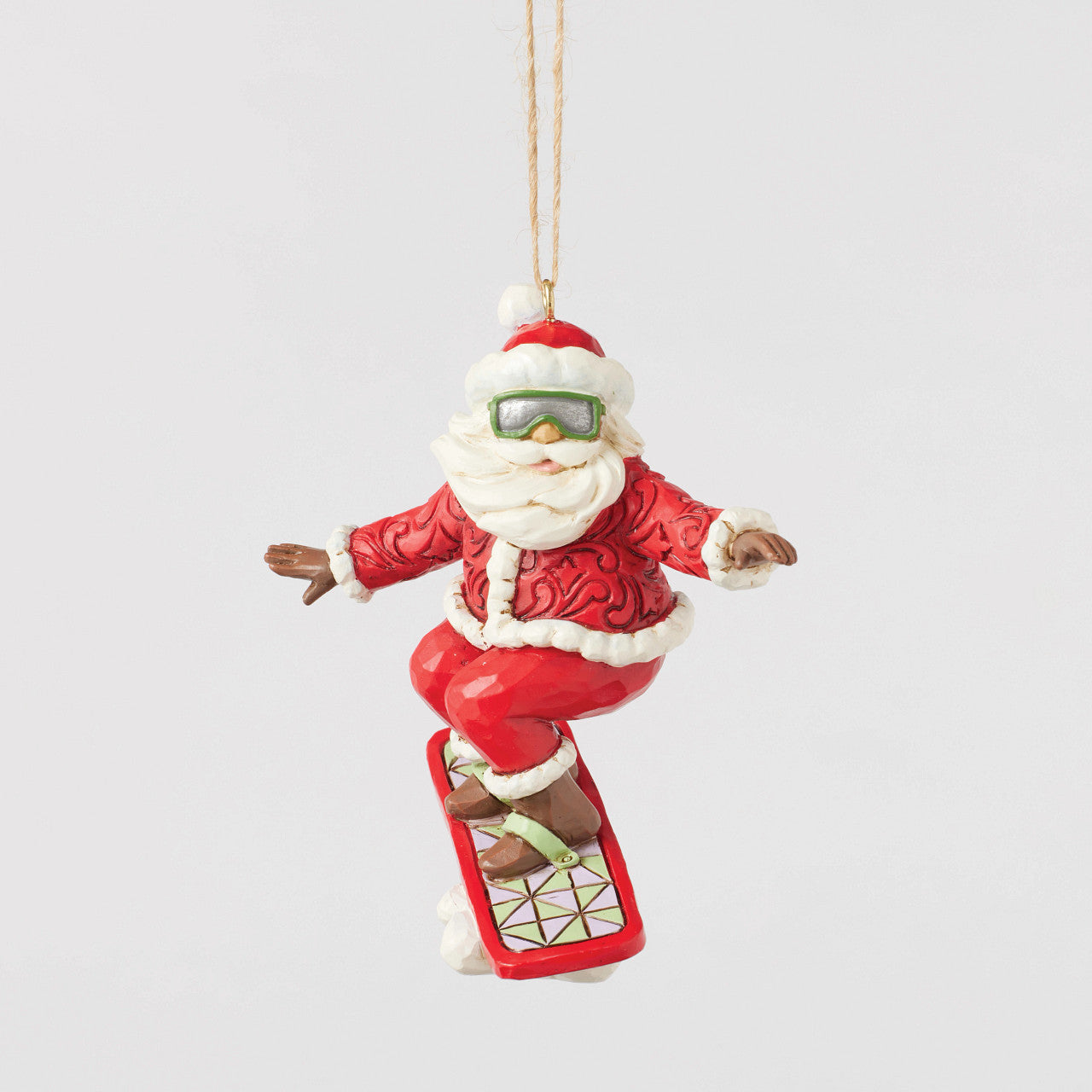 Santa Snowboarding Ornament