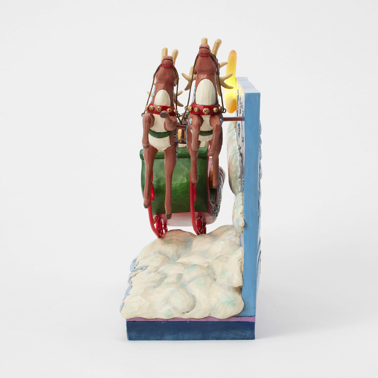 St. Nicholas is on His Way Santa in Sleigh with Reindeer LED Lit Piece