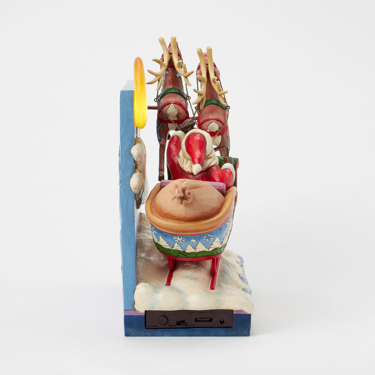 St. Nicholas is on His Way Santa in Sleigh with Reindeer LED Lit Piece