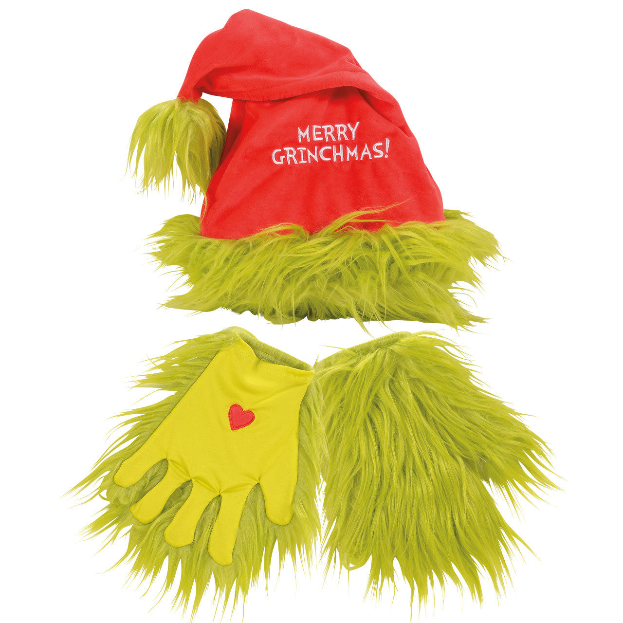 Grinch Merry Grinchmas Santa Hat & Gloves Set