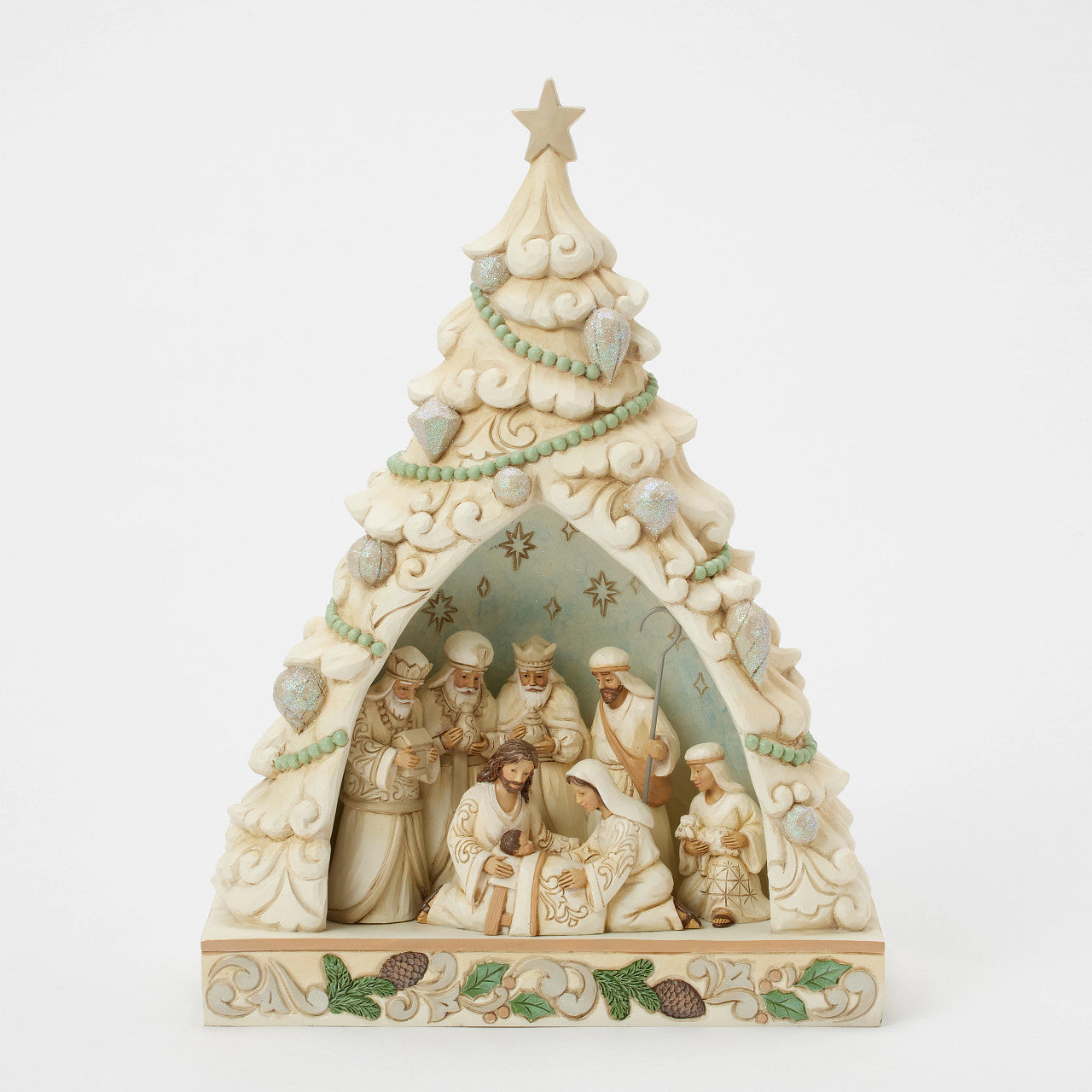 Tree of Holy Light White Woodland Tree Nativity Diorama